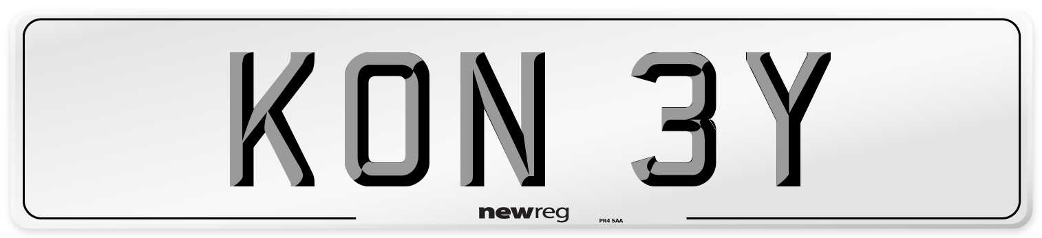 KON 3Y Number Plate from New Reg